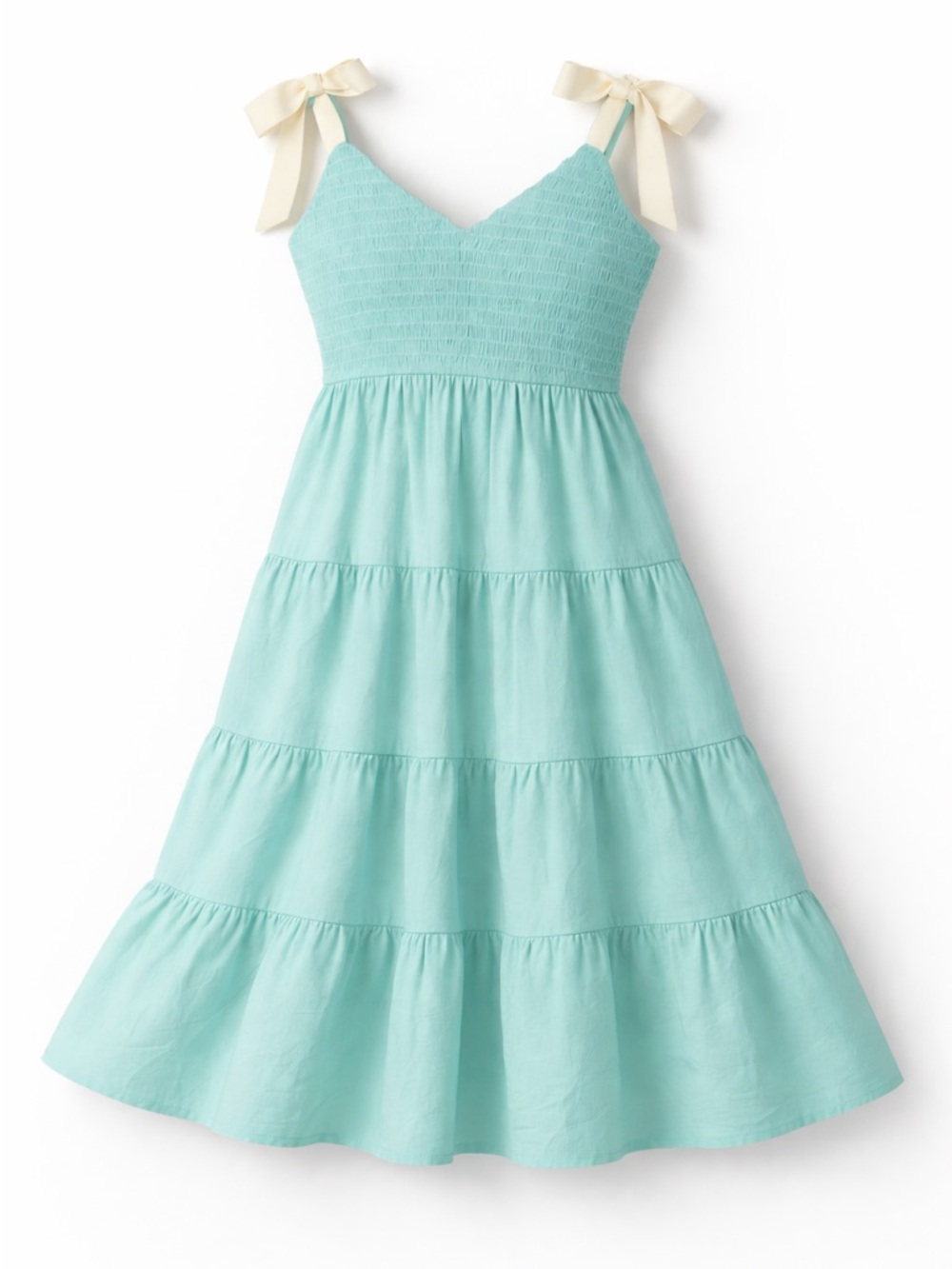 Boutique Turquoise Midi Dress with Cream Ribbon Straps | NWT, Size 2XL